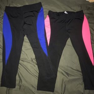 Pink and blue yoga pants